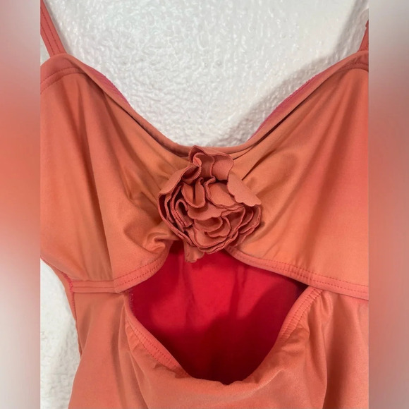 Kate Spade Peach Orange One Piece Swimsuit Floral Women’s Small Summer Spring - Picture 4 of 10
